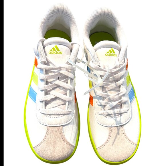 adidas VL Court 3.0 kid's sportswear shoe white/clear sky/solar slime sz 5 NWOB - Picture 2 of 9